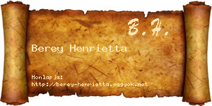 Berey Henrietta névjegykártya